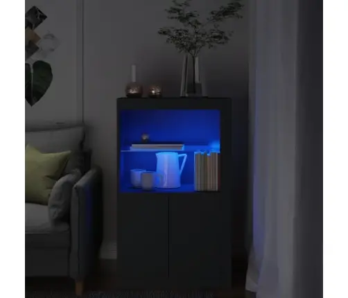 Skapītis Ar Led Apgaismojumu, Melns, Inženierijas Koks Vidaxl