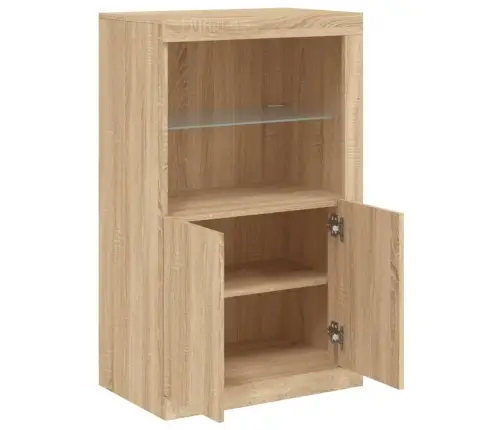 Šoninė Spintelė Su Led Lemputėmis, Ąžuolo, Apdirbta Mediena