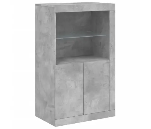 Šoninė Spintelė Su Led Lemputėmis, Betono, Apdirbta Mediena