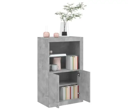 Šoninė Spintelė Su Led Lemputėmis, Betono, Apdirbta Mediena