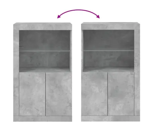 Šoninė Spintelė Su Led Lemputėmis, Betono, Apdirbta Mediena