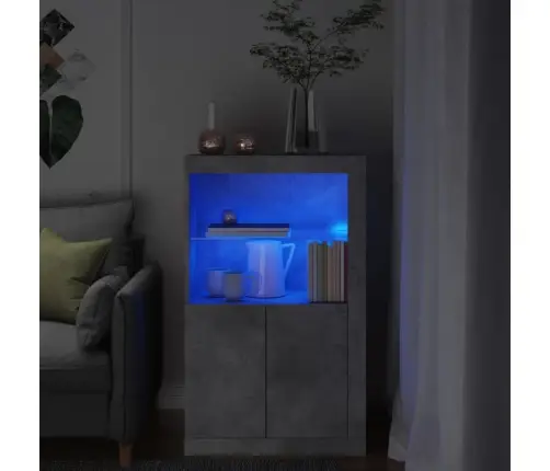 Šoninė Spintelė Su Led Lemputėmis, Betono, Apdirbta Mediena