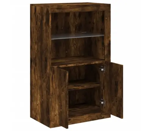 Šoninė Spintelė Su Led Lemputėmis, Dūminio Ąžuolo, Mediena