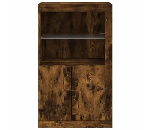 Šoninė Spintelė Su Led Lemputėmis, Dūminio Ąžuolo, Mediena