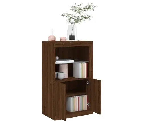 Šoninė Spintelė Su Led Lemputėmis, Ruda Ąžuolo, Mediena