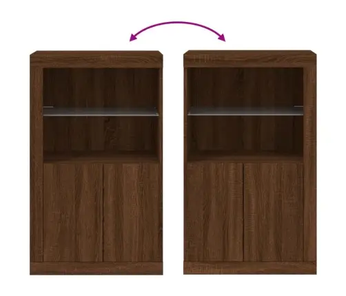 Šoninė Spintelė Su Led Lemputėmis, Ruda Ąžuolo, Mediena