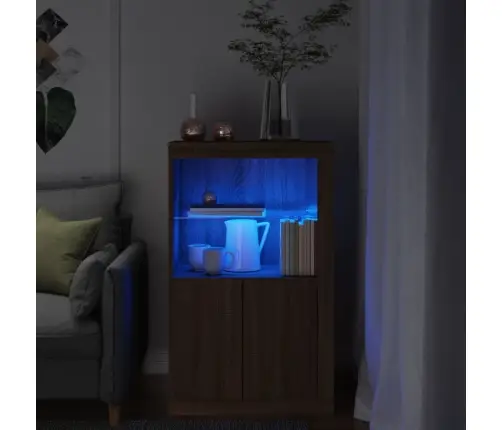 Šoninė Spintelė Su Led Lemputėmis, Ruda Ąžuolo, Mediena