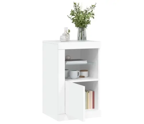 Külgkapid Led-Valgustusega 2 Tk, Valge, Tehispuit