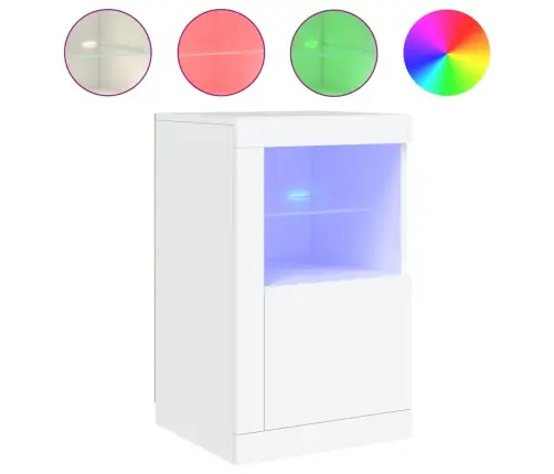 Külgkapid Led-Valgustusega 2 Tk, Valge, Tehispuit