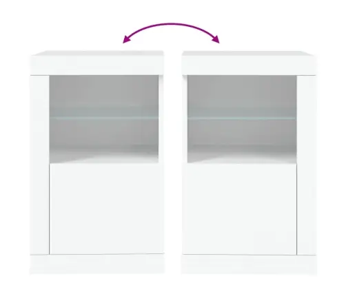 Külgkapid Led-Valgustusega 2 Tk, Valge, Tehispuit