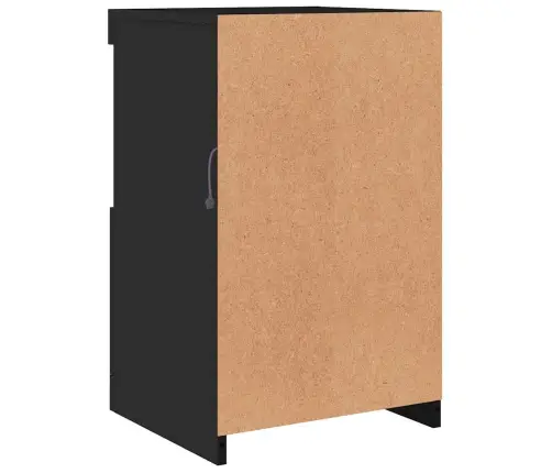 Šoninė Spintelė Su Led Lemputėmis, Juoda, Apdirbta Mediena