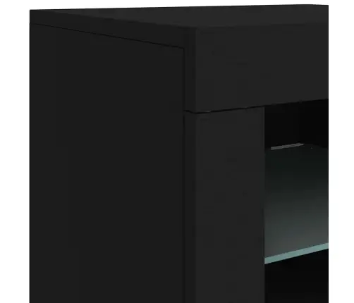 Šoninė Spintelė Su Led Lemputėmis, Juoda, Apdirbta Mediena