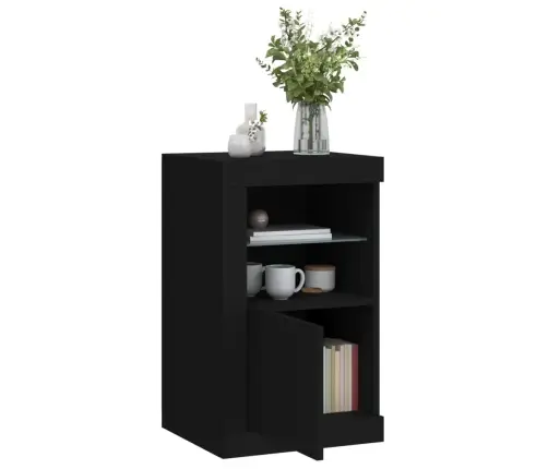 Skapīši Ar Led Apgaismojumu, 2 Gab., Melni, Inženierijas Koks Vidaxl