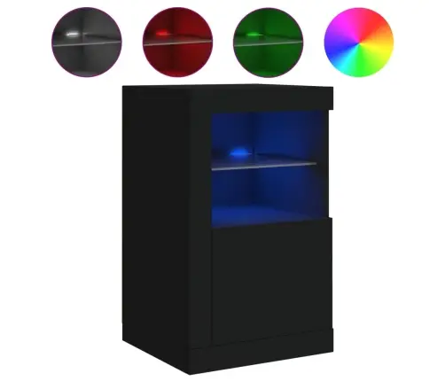 Skapīši Ar Led Apgaismojumu, 2 Gab., Melni, Inženierijas Koks Vidaxl