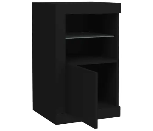 Skapīši Ar Led Apgaismojumu, 2 Gab., Melni, Inženierijas Koks Vidaxl