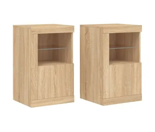 Külgkapid Led-Valgustusega 2 Tk, Sonoma Tamm, Tehispuit