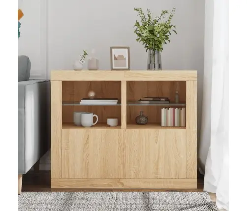 Külgkapid Led-Valgustusega 2 Tk, Sonoma Tamm, Tehispuit