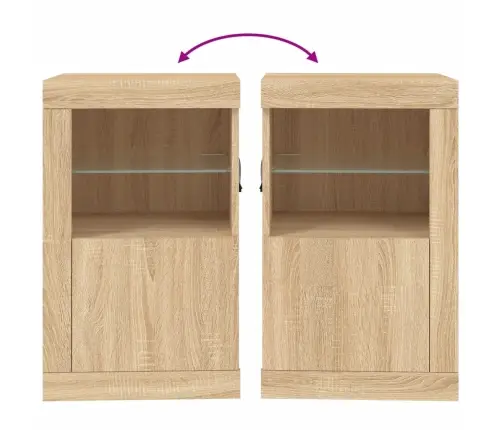 Külgkapid Led-Valgustusega 2 Tk, Sonoma Tamm, Tehispuit