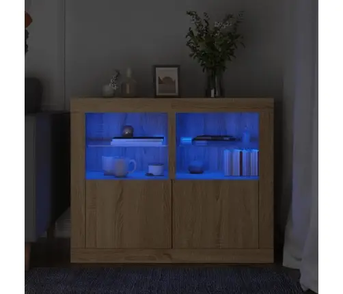 Külgkapid Led-Valgustusega 2 Tk, Sonoma Tamm, Tehispuit