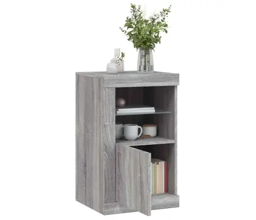 Šoninė Spintelė Su Led Lemputėmis, Pilka Ąžuolo, Mediena