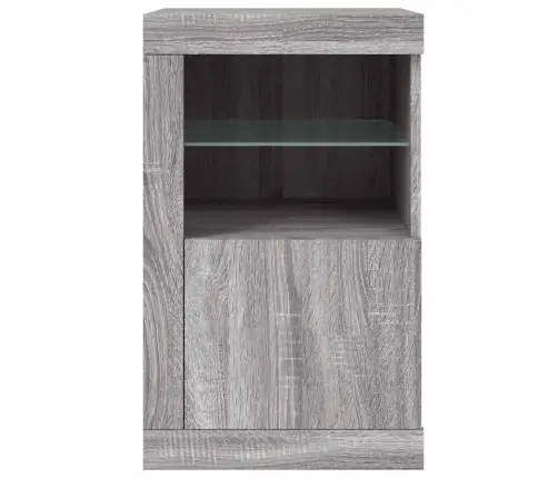 Šoninė Spintelė Su Led Lemputėmis, Pilka Ąžuolo, Mediena