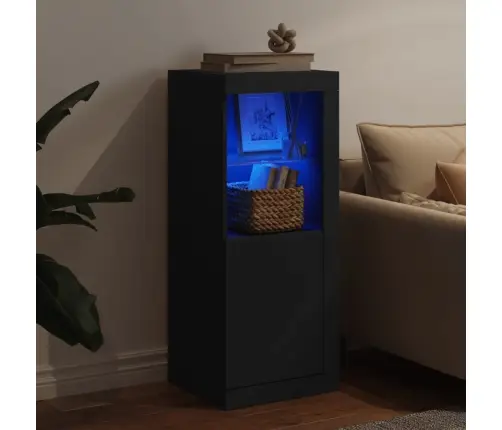 Kumode Ar Led Lampiņām, Melna, 41X37X100 Cm Vidaxl