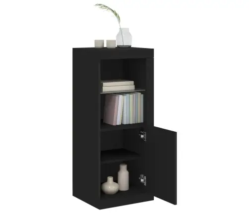 Kumode Ar Led Lampiņām, Melna, 41X37X100 Cm Vidaxl