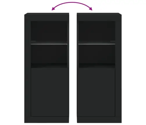 Kumode Ar Led Lampiņām, Melna, 41X37X100 Cm Vidaxl