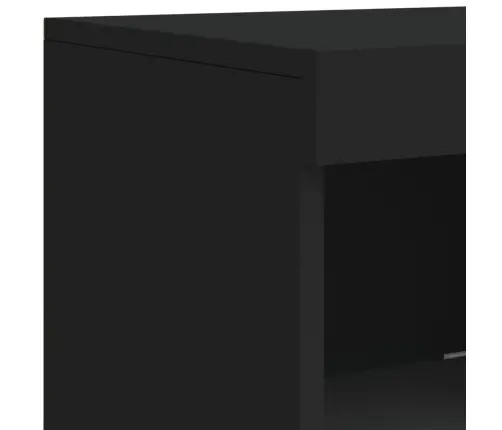 Kumode Ar Led Lampiņām, Melna, 41X37X100 Cm Vidaxl