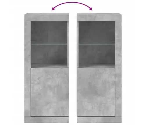 Kumode Ar Led Lampiņām, Betona Pelēka, 41X37X100 Cm Vidaxl