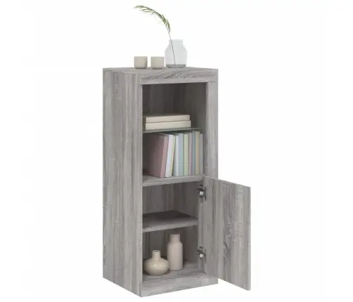 Kumode Ar Led Lampiņām, Pelēka Ozolkoka Krāsa, 41X37X100 Cm Vidaxl