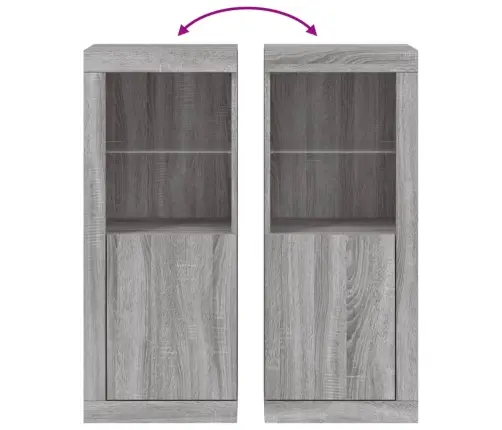 Kumode Ar Led Lampiņām, Pelēka Ozolkoka Krāsa, 41X37X100 Cm Vidaxl