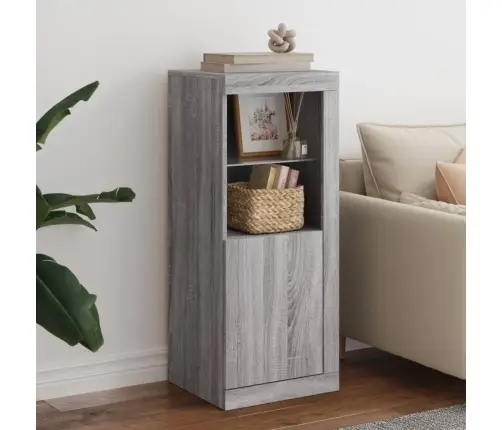 Kumode Ar Led Lampiņām, Pelēka Ozolkoka Krāsa, 41X37X100 Cm Vidaxl