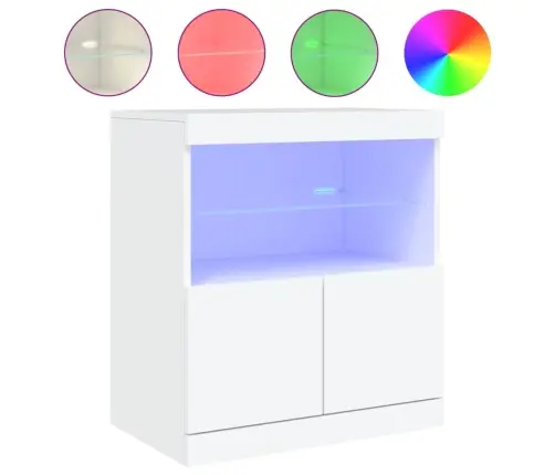 Kumode Ar Led Lampiņām, Balta, 60X37X67 Cm Vidaxl