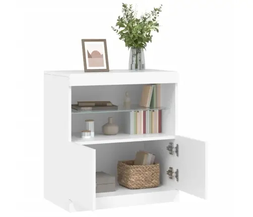 Kumode Ar Led Lampiņām, Balta, 60X37X67 Cm Vidaxl