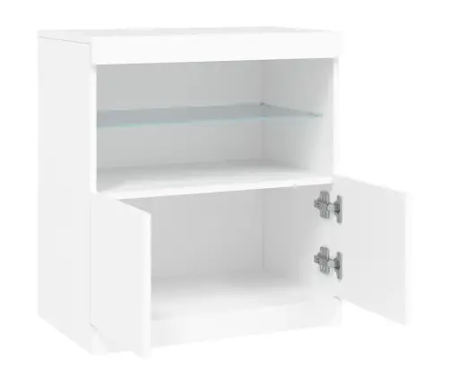 Kumode Ar Led Lampiņām, Balta, 60X37X67 Cm Vidaxl