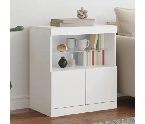 Kumode Ar Led Lampiņām, Balta, 60X37X67 Cm Vidaxl