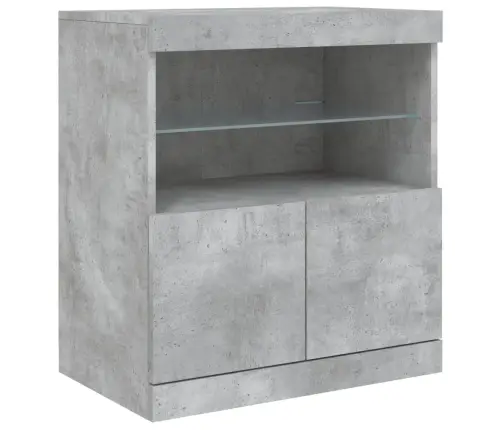 Kumode Ar Led Lampiņām, Betona Pelēka, 60X37X67 Cm Vidaxl