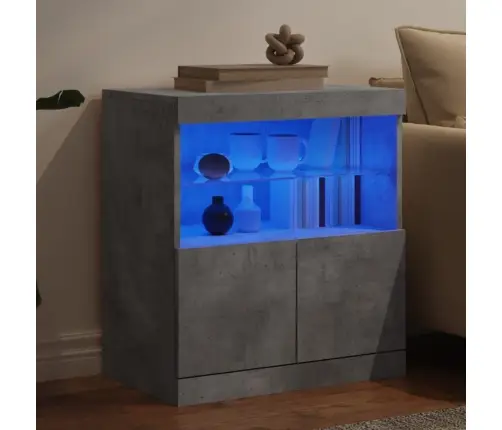 Kumode Ar Led Lampiņām, Betona Pelēka, 60X37X67 Cm Vidaxl