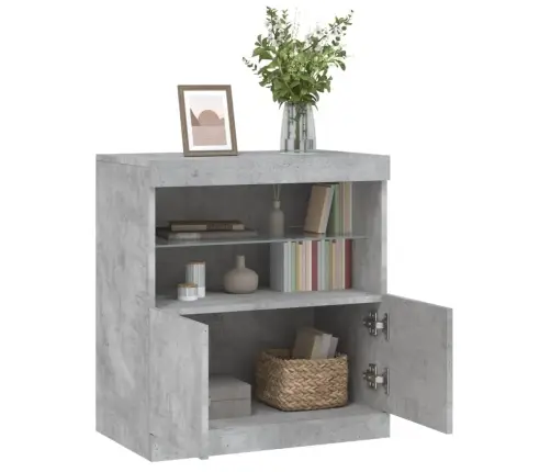 Kumode Ar Led Lampiņām, Betona Pelēka, 60X37X67 Cm Vidaxl