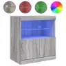 Kumode Ar Led Lampiņām, Pelēka Ozolkoka Krāsa, 60X37X67 Cm Vidaxl