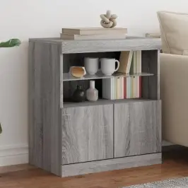 Kumode Ar Led Lampiņām, Pelēka Ozolkoka Krāsa, 60X37X67 Cm Vidaxl