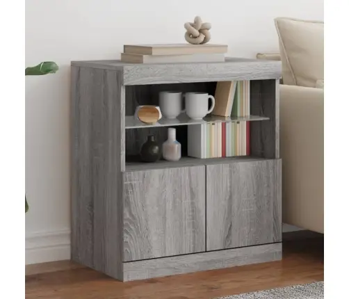 Kumode Ar Led Lampiņām, Pelēka Ozolkoka Krāsa, 60X37X67 Cm Vidaxl