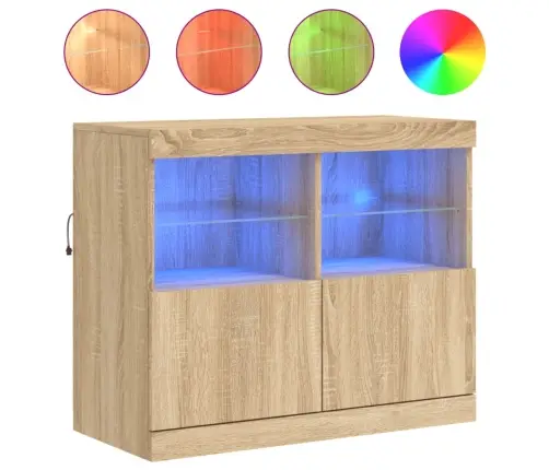 Kumode Ar Led Lampiņām, Ozolkoka Krāsa, 81X37X67 Cm Vidaxl