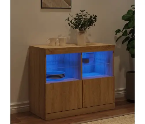 Kumode Ar Led Lampiņām, Ozolkoka Krāsa, 81X37X67 Cm Vidaxl