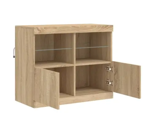 Kumode Ar Led Lampiņām, Ozolkoka Krāsa, 81X37X67 Cm Vidaxl