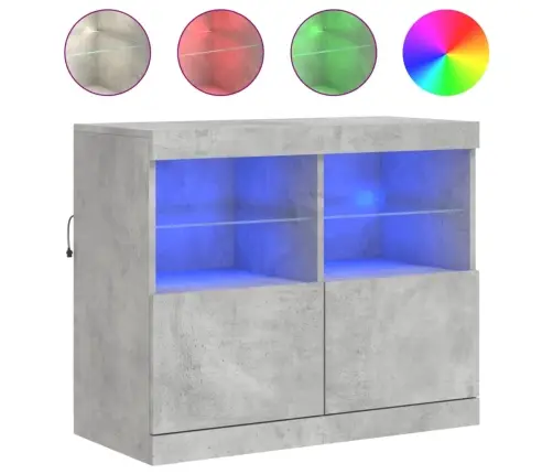 Kumode Ar Led Lampiņām, Betona Pelēka, 81X37X67 Cm Vidaxl