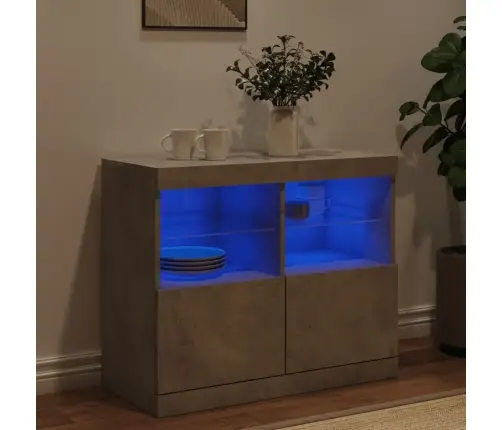 Kumode Ar Led Lampiņām, Betona Pelēka, 81X37X67 Cm Vidaxl