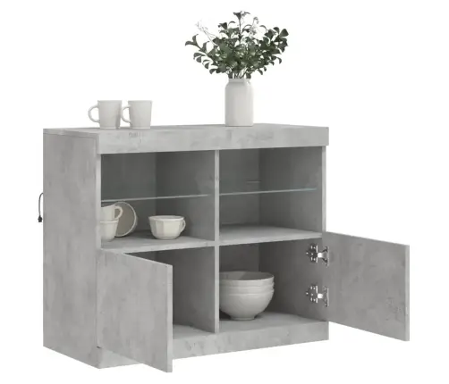 Kumode Ar Led Lampiņām, Betona Pelēka, 81X37X67 Cm Vidaxl