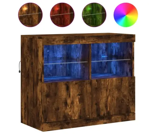 Kumode Ar Led Lampiņām, Ozolkoka Krāsa, 81X37X67 Cm Vidaxl